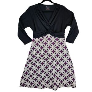 Title Nine Women's Twist Front Dress 3/4 Sleeve Outdoor Hiking Stretch Pocket Md